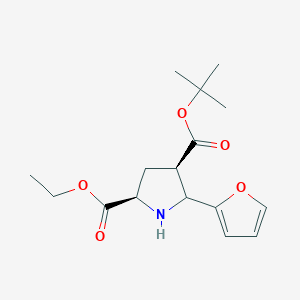 molecular formula C16H23NO5 B2386224 4-叔丁基 2-乙基 (2R,4R)-5-(呋喃-2-基)吡咯烷-2,4-二羧酸酯 CAS No. 1420651-64-4