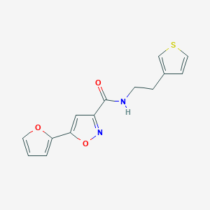 molecular formula C14H12N2O3S B2386227 5-(furan-2-yl)-N-(2-(thiophen-3-yl)ethyl)isoxazole-3-carboxamide CAS No. 1257553-83-5