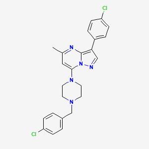 molecular formula C24H23Cl2N5 B2386229 7-(4-(4-氯苄基)哌嗪-1-基)-3-(4-氯苯基)-5-甲基吡唑并[1,5-a]嘧啶 CAS No. 896833-38-8
