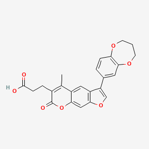 molecular formula C24H20O7 B2386231 3-[3-(3,4-dihydro-2H-1,5-benzodioxepin-7-yl)-5-methyl-7-oxo-7H-furo[3,2-g]chromen-6-yl]propanoic acid CAS No. 1190243-78-7