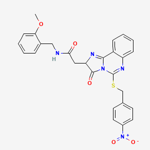N-[(2-methoxyphenyl)methyl]-2-[5-[(4-nitrophenyl)methylsulfanyl]-3-oxo-2H-imidazo[1,2-c]quinazolin-2-yl]acetamide
