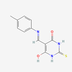 molecular formula C12H11N3O2S B2386278 2-thioxo-5-((p-tolylamino)methylene)dihydropyrimidine-4,6(1H,5H)-dione CAS No. 200626-85-3
