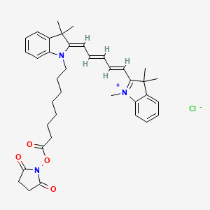 molecular formula C38H46ClN3O4 B2386281 (2,5-Dioxopyrrolidin-1-yl) 8-[(2Z)-3,3-dimethyl-2-[(2E,4E)-5-(1,3,3-trimethylindol-1-ium-2-yl)penta-2,4-dienylidene]indol-1-yl]octanoate;chloride CAS No. 1032678-42-4