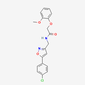 molecular formula C19H17ClN2O4 B2386291 N-((5-(4-chlorophenyl)isoxazol-3-yl)methyl)-2-(2-methoxyphenoxy)acetamide CAS No. 946210-43-1