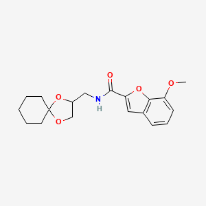 molecular formula C19H23NO5 B2386297 N-(1,4-dioxaspiro[4.5]decan-2-ylmethyl)-7-methoxybenzofuran-2-carboxamide CAS No. 1210249-91-4