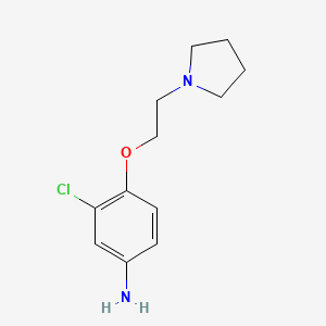 molecular formula C12H17ClN2O B2386303 3-Chloro-4-(2-pyrrolidinylethoxy)phenylamine CAS No. 1431964-26-9; 862874-68-8