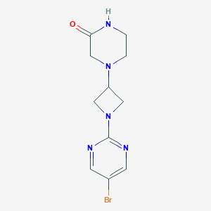 molecular formula C11H14BrN5O B2386306 4-[1-(5-Bromopyrimidin-2-yl)azetidin-3-yl]piperazin-2-one CAS No. 2415491-96-0