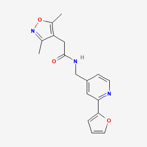 molecular formula C17H17N3O3 B2386310 2-(3,5-dimethylisoxazol-4-yl)-N-((2-(furan-2-yl)pyridin-4-yl)methyl)acetamide CAS No. 2034266-59-4