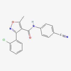 molecular formula C18H12ClN3O2 B2386320 3-(2-chlorophenyl)-N-(4-cyanophenyl)-5-methyl-1,2-oxazole-4-carboxamide CAS No. 519017-76-6