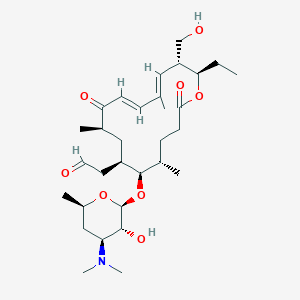 molecular formula C31H51NO8 B238635 2-[(5S,6R,7R,9R,11E,13E,15R,16R)-6-[(2S,3R,4S,6R)-4-(dimethylamino)-3-hydroxy-6-methyloxan-2-yl]oxy-16-ethyl-15-(hydroxymethyl)-5,9,13-trimethyl-2,10-dioxo-1-oxacyclohexadeca-11,13-dien-7-yl]acetaldehyde CAS No. 127521-69-1