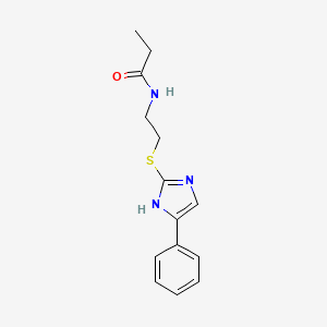 molecular formula C14H17N3OS B2386368 N-(2-((5-phenyl-1H-imidazol-2-yl)thio)ethyl)propionamide CAS No. 886899-54-3