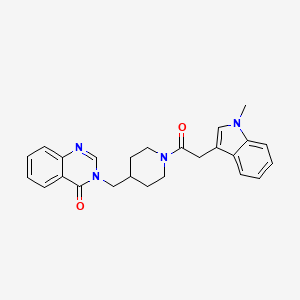 molecular formula C25H26N4O2 B2386369 3-[[1-[2-(1-Methylindol-3-yl)acetyl]piperidin-4-yl]methyl]quinazolin-4-one CAS No. 2415584-76-6