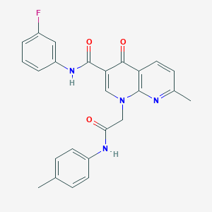 molecular formula C25H21FN4O3 B2386370 N-(3-fluorophenyl)-7-methyl-4-oxo-1-(2-oxo-2-(p-tolylamino)ethyl)-1,4-dihydro-1,8-naphthyridine-3-carboxamide CAS No. 1251632-68-4