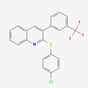 molecular formula C22H13ClF3NS B2386374 2-(4-Chlorophenyl)sulfanyl-3-[3-(trifluoromethyl)phenyl]quinoline CAS No. 339103-22-9