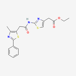 molecular formula C19H19N3O3S2 B2386376 2-(2-(2-(4-甲基-2-苯基噻唑-5-基)乙酰胺)噻唑-4-基)乙酸乙酯 CAS No. 1207058-10-3