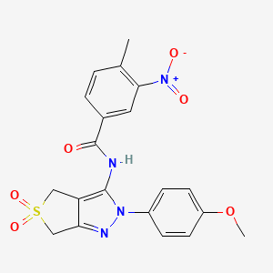 molecular formula C20H18N4O6S B2386377 N-[2-(4-methoxyphenyl)-5,5-dioxo-4,6-dihydrothieno[3,4-c]pyrazol-3-yl]-4-methyl-3-nitrobenzamide CAS No. 450338-05-3