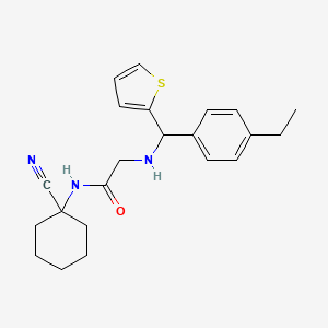 molecular formula C22H27N3OS B2386380 N-(1-cyanocyclohexyl)-2-{[(4-ethylphenyl)(thiophen-2-yl)methyl]amino}acetamide CAS No. 1147520-59-9