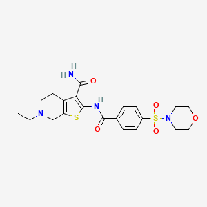 molecular formula C22H28N4O5S2 B2386381 2-[(4-morpholin-4-ylsulfonylbenzoyl)amino]-6-propan-2-yl-5,7-dihydro-4H-thieno[2,3-c]pyridine-3-carboxamide CAS No. 449768-71-2