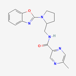 molecular formula C18H19N5O2 B2386397 N-((1-(苯并[d]恶唑-2-基)吡咯烷-2-基)甲基)-5-甲基吡嗪-2-甲酰胺 CAS No. 1798484-67-9