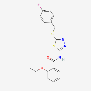molecular formula C18H16FN3O2S2 B2386398 2-ethoxy-N-(5-((4-fluorobenzyl)thio)-1,3,4-thiadiazol-2-yl)benzamide CAS No. 477215-94-4