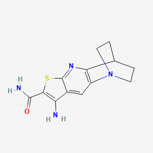 molecular formula C13H14N4OS B2386399 8-amino-3,4-dihydro-2H-1,4-ethanothieno[2,3-b][1,5]naphthyridine-7-carboxamide CAS No. 728001-63-6