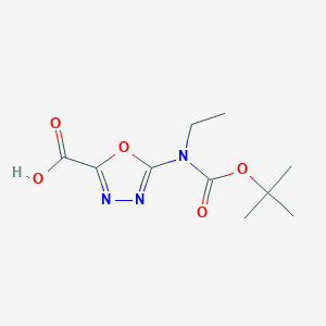 molecular formula C10H15N3O5 B2386405 5-[Ethyl-[(2-methylpropan-2-yl)oxycarbonyl]amino]-1,3,4-oxadiazole-2-carboxylic acid CAS No. 2248303-39-9