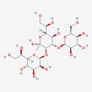 molecular formula C21H38O18 B238641 (2R,3R,4S,5S,6R)-2-[(2R,3S,4S,5S,6R)-6-[(1R)-1,2-dihydroxyethyl]-3-[(2S,3S,4S,5S,6R)-6-[(1R)-1,2-dihydroxyethyl]-3,4,5-trihydroxyoxan-2-yl]oxy-2,5-dihydroxy-2-methyloxan-4-yl]oxy-6-(hydroxymethyl)oxane-3,4,5-triol CAS No. 131289-51-5