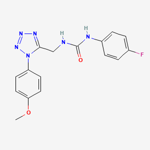 molecular formula C16H15FN6O2 B2386422 1-(4-fluorophenyl)-3-((1-(4-methoxyphenyl)-1H-tetrazol-5-yl)methyl)urea CAS No. 942000-53-5