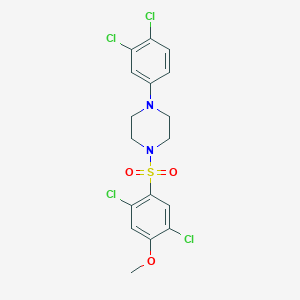 molecular formula C17H16Cl4N2O3S B2386423 1-(2,5-Dichloro-4-methoxybenzenesulfonyl)-4-(3,4-dichlorophenyl)piperazine CAS No. 694473-14-8