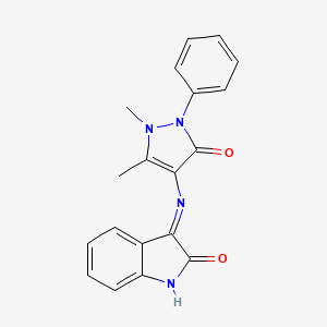 molecular formula C19H16N4O2 B2386424 3-((1,5-Dimethyl-3-oxo-2-phenyl-2,3-dihydro-1H-pyrazol-4-yl)imino)-1h-indol-2-one CAS No. 1001735-55-2