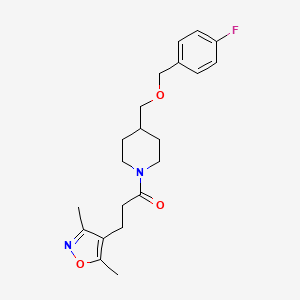3-(3,5-Dimethylisoxazol-4-yl)-1-(4-(((4-fluorobenzyl)oxy)methyl)piperidin-1-yl)propan-1-one