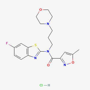 molecular formula C19H22ClFN4O3S B2386444 N-(6-fluorobenzo[d]thiazol-2-yl)-5-methyl-N-(3-morpholinopropyl)isoxazole-3-carboxamide hydrochloride CAS No. 1217122-06-9