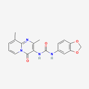 molecular formula C18H16N4O4 B2386459 1-(苯并[d][1,3]二氧杂环-5-基)-3-(2,9-二甲基-4-氧代-4H-吡啶并[1,2-a]嘧啶-3-基)脲 CAS No. 1060327-94-7