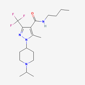 molecular formula C18H29F3N4O B2386470 N-butyl-1-(1-isopropylpiperidin-4-yl)-5-methyl-3-(trifluoromethyl)-1H-pyrazole-4-carboxamide CAS No. 1226437-41-7