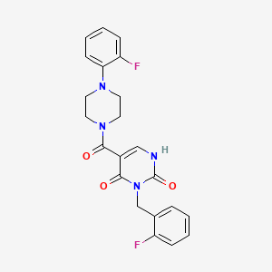 molecular formula C22H20F2N4O3 B2386474 3-(2-氟苄基)-5-(4-(2-氟苯基)哌嗪-1-羰基)嘧啶-2,4(1H,3H)-二酮 CAS No. 1396784-84-1