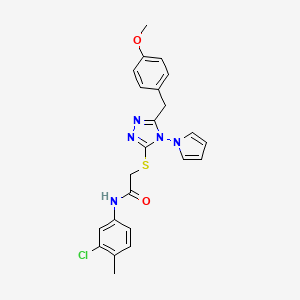 molecular formula C23H22ClN5O2S B2386480 N-(3-氯-4-甲基苯基)-2-{[5-(4-甲氧基苄基)-4-(1H-吡咯-1-基)-4H-1,2,4-三唑-3-基]硫代}乙酰胺 CAS No. 896306-94-8
