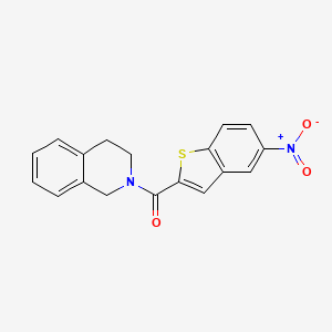 molecular formula C18H14N2O3S B2386481 (3,4-dihydroisoquinolin-2(1H)-yl)(5-nitrobenzo[b]thiophen-2-yl)methanone CAS No. 361167-83-1