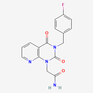 molecular formula C16H13FN4O3 B2386489 2-[3-(4-fluorobenzyl)-2,4-dioxo-3,4-dihydropyrido[2,3-d]pyrimidin-1(2H)-yl]acetamide CAS No. 902963-58-0