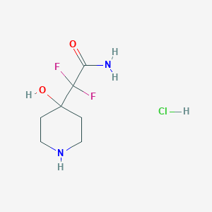 molecular formula C7H13ClF2N2O2 B2386494 2,2-Difluoro-2-(4-hydroxypiperidin-4-yl)acetamide hydrochloride CAS No. 2229161-98-0