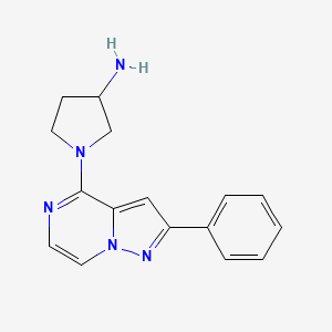 molecular formula C16H17N5 B2386495 1-(2-Phenylpyrazolo[1,5-a]pyrazin-4-yl)pyrrolidin-3-amine CAS No. 1338657-15-0