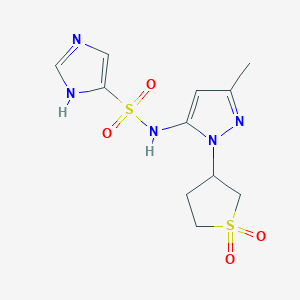 molecular formula C11H15N5O4S2 B2386503 N-(1-(1,1-dioxidotetrahydrothiophen-3-yl)-3-methyl-1H-pyrazol-5-yl)-1H-imidazole-4-sulfonamide CAS No. 1170022-74-8