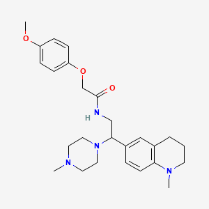 molecular formula C26H36N4O3 B2386507 2-(4-methoxyphenoxy)-N-(2-(1-methyl-1,2,3,4-tetrahydroquinolin-6-yl)-2-(4-methylpiperazin-1-yl)ethyl)acetamide CAS No. 922118-83-0