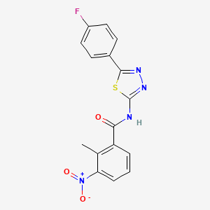 molecular formula C16H11FN4O3S B2386516 N-[5-(4-fluorophenyl)-1,3,4-thiadiazol-2-yl]-2-methyl-3-nitrobenzamide CAS No. 391863-08-4