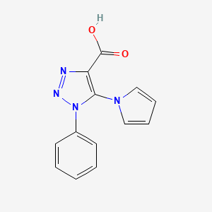 molecular formula C13H10N4O2 B2386519 1-phenyl-5-(1H-pyrrol-1-yl)-1H-1,2,3-triazole-4-carboxylic acid CAS No. 1707394-68-0