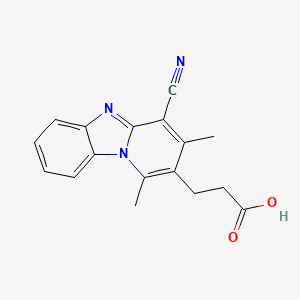 molecular formula C17H15N3O2 B2386524 3-(4-氰基-1,3-二甲基吡啶并[1,2-a]苯并咪唑-2-基)丙酸 CAS No. 879920-73-7