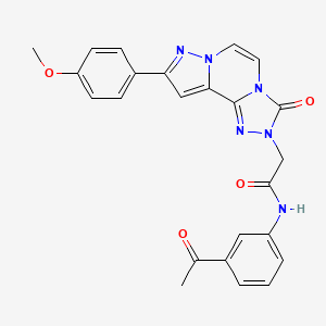 N-(3-acetylphenyl)-2-[11-(4-methoxyphenyl)-5-oxo-3,4,6,9,10-pentazatricyclo[7.3.0.02,6]dodeca-1(12),2,7,10-tetraen-4-yl]acetamide