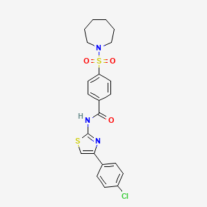molecular formula C22H22ClN3O3S2 B2386537 4-(azepan-1-ylsulfonyl)-N-(4-(4-chlorophenyl)thiazol-2-yl)benzamide CAS No. 306736-24-3