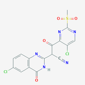 3-(5-Chloro-2-methanesulfonylpyrimidin-4-yl)-2-(6-chloro-4-oxo-3,4-dihydroquinazolin-2-yl)-3-oxopropanenitrile