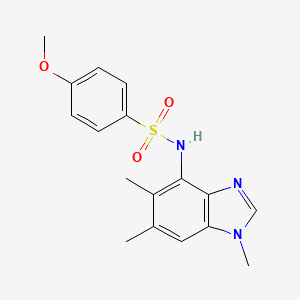 molecular formula C17H19N3O3S B2386553 4-methoxy-N-(1,5,6-trimethyl-1H-1,3-benzimidazol-4-yl)benzenesulfonamide CAS No. 338410-93-8