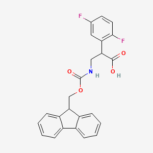 molecular formula C24H19F2NO4 B2386559 2-(2,5-Difluorophenyl)-3-(9H-fluoren-9-ylmethoxycarbonylamino)propanoic acid CAS No. 2353150-83-9